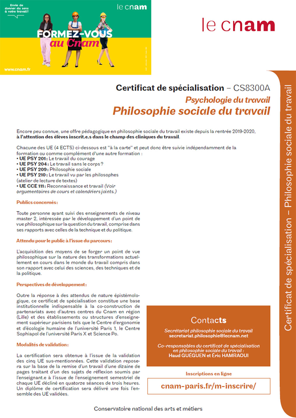 Brochure CS philosophie sociale du travail